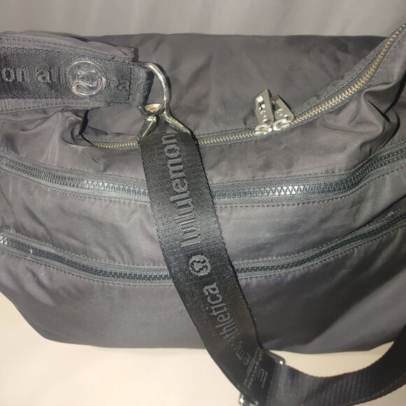 Lululemon Athletica Black Neon Yellow Large Gym Go Bag Adjustable Strap Pockets - Picture 12 of 12